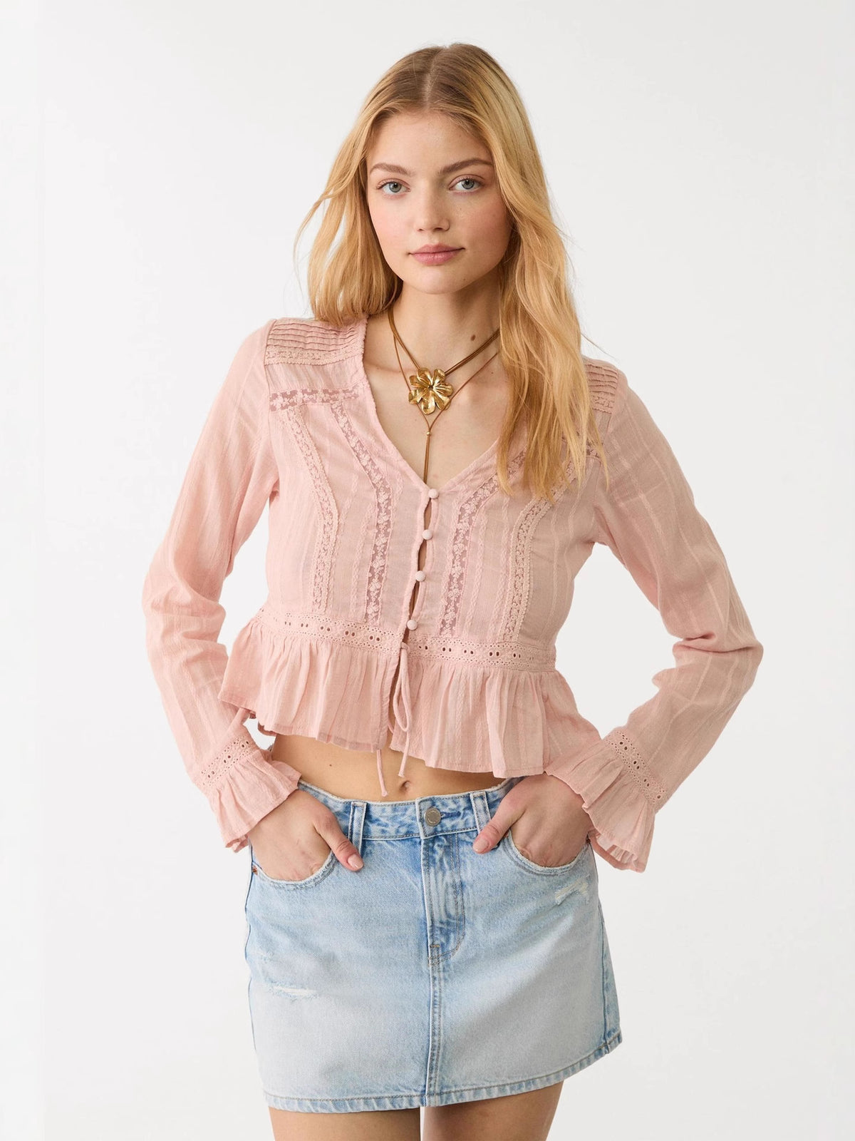 Lila's Lace Trim Blouse