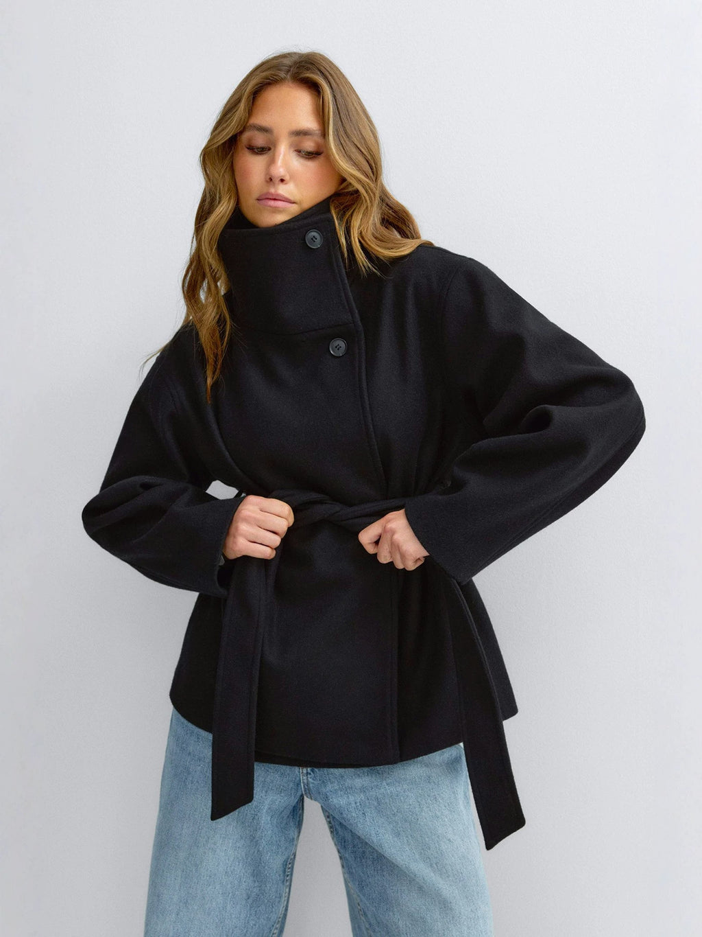 Double-Sided Woolen Stand Collar Coat