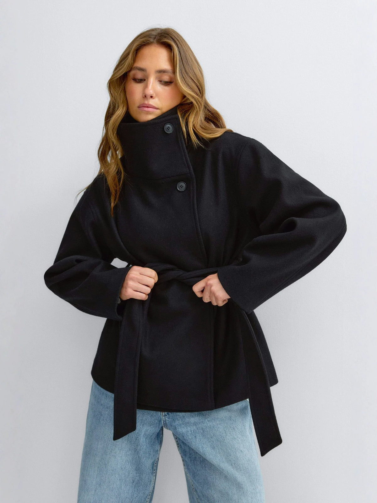 Double-Sided Woolen Stand Collar Coat