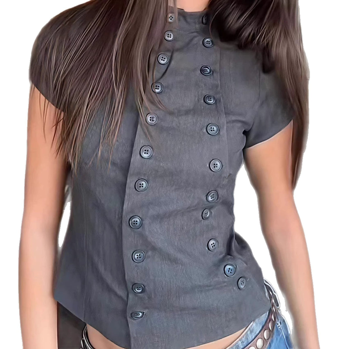 Charli Double-Breasted Polka Dot Blouse