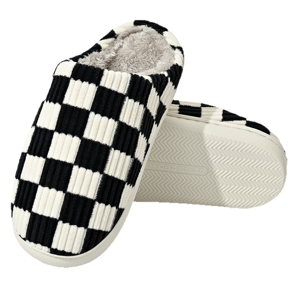 Checkerboard Plush Home Slippers