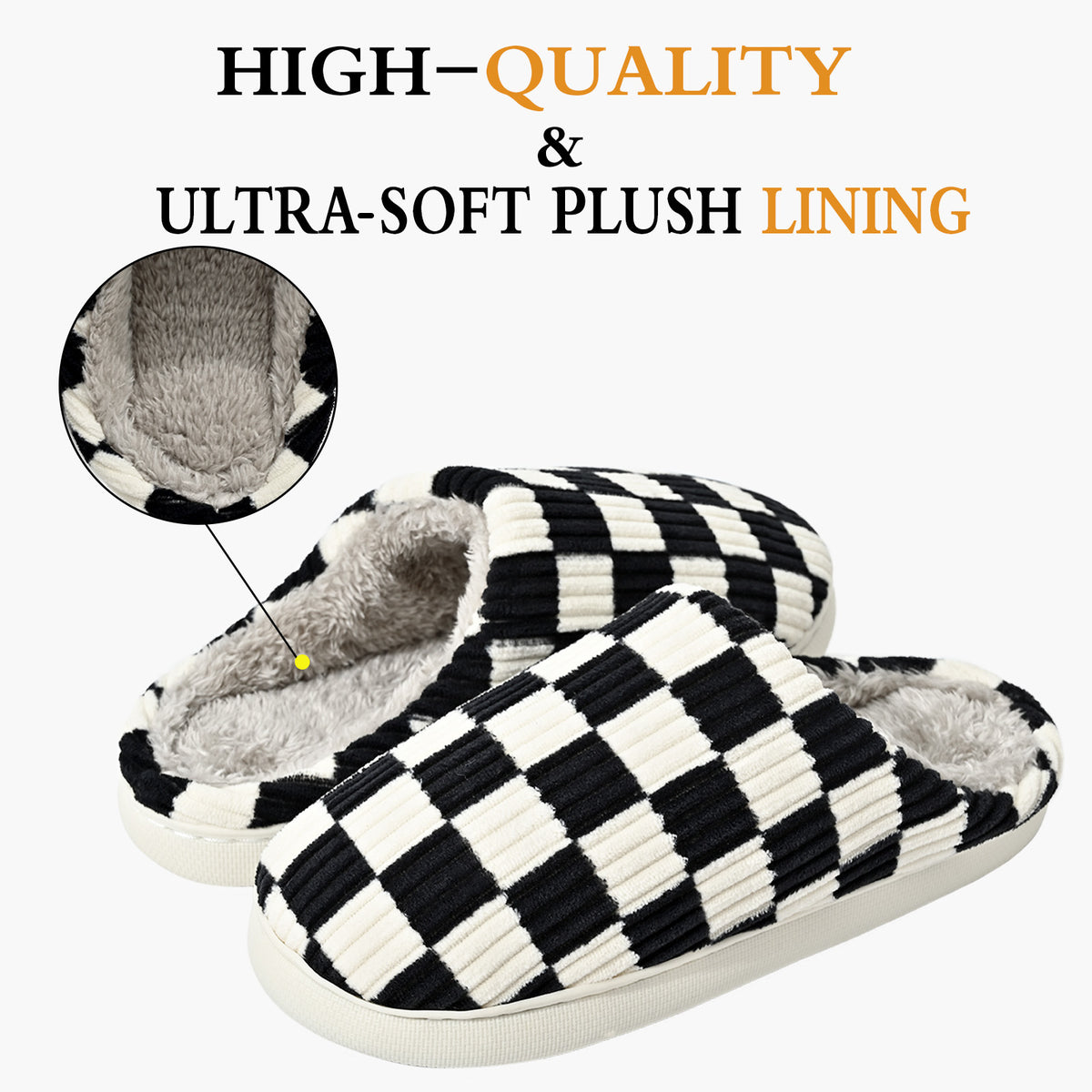 Checkerboard Plush Home Slippers