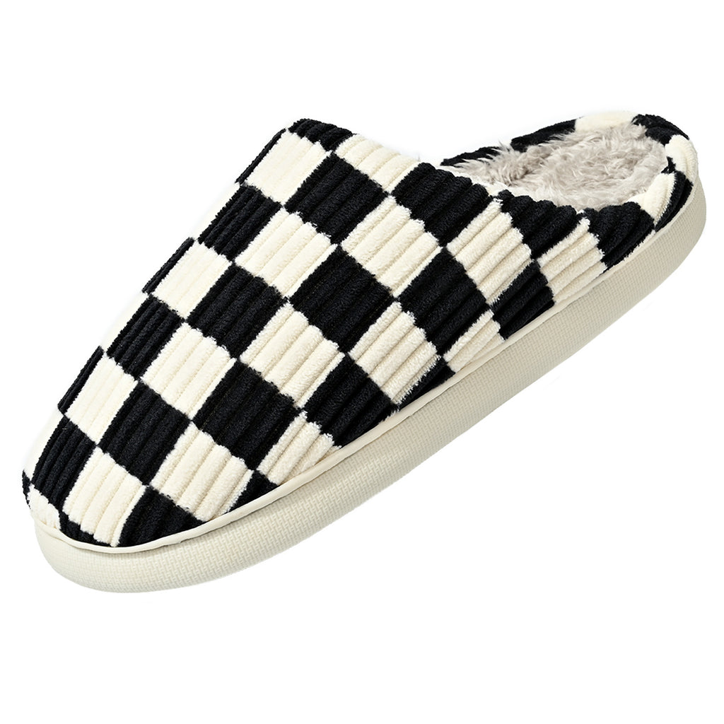 Checkerboard Plush Home Slippers