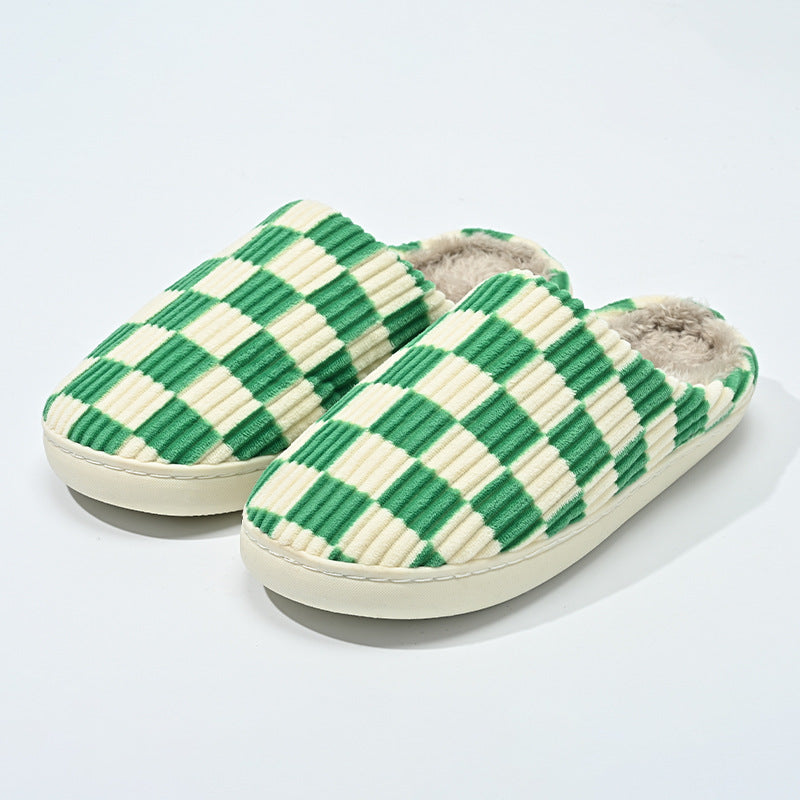 Checkerboard Plush Home Slippers