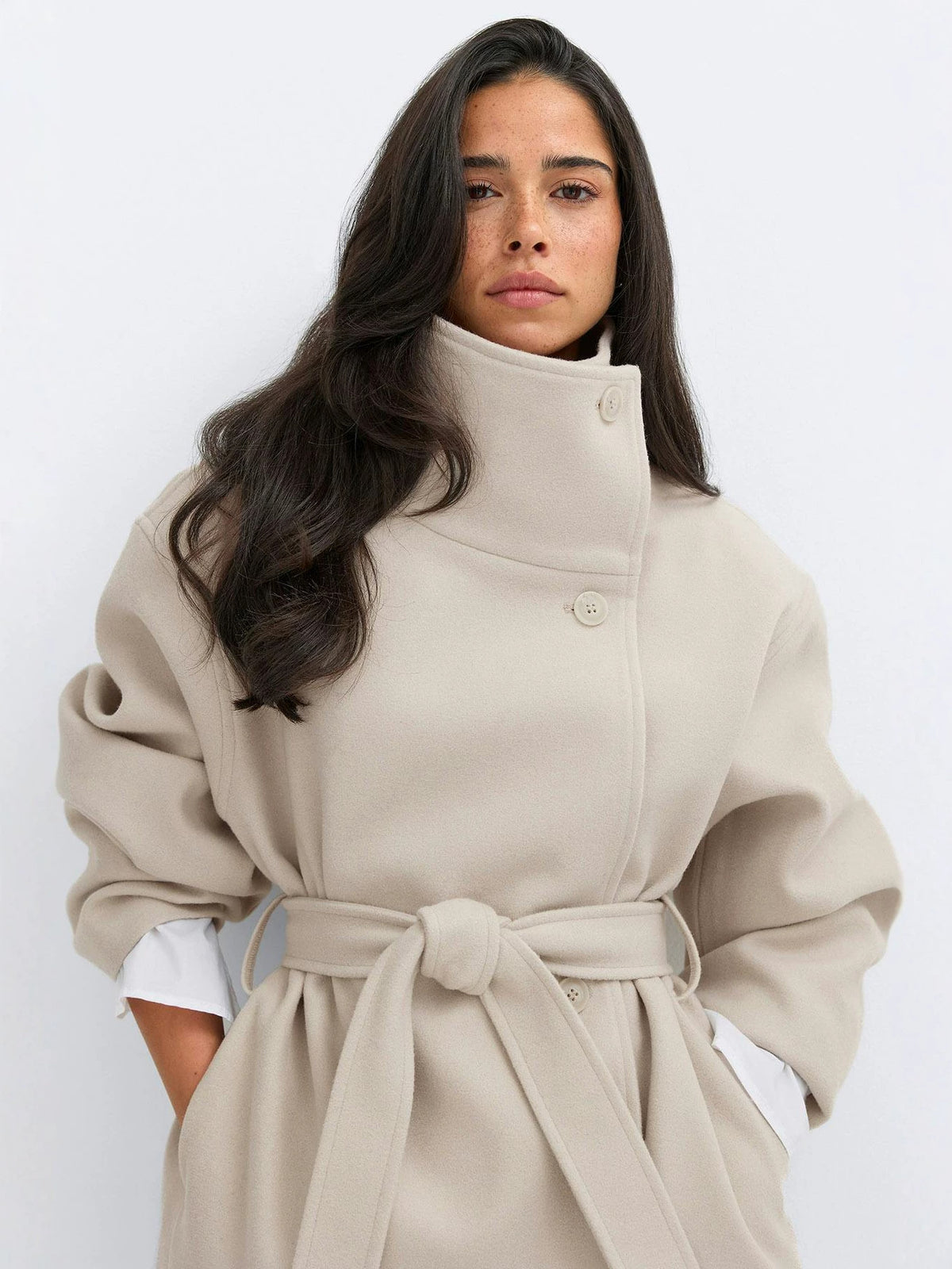Double-Sided Woolen Stand Collar Coat