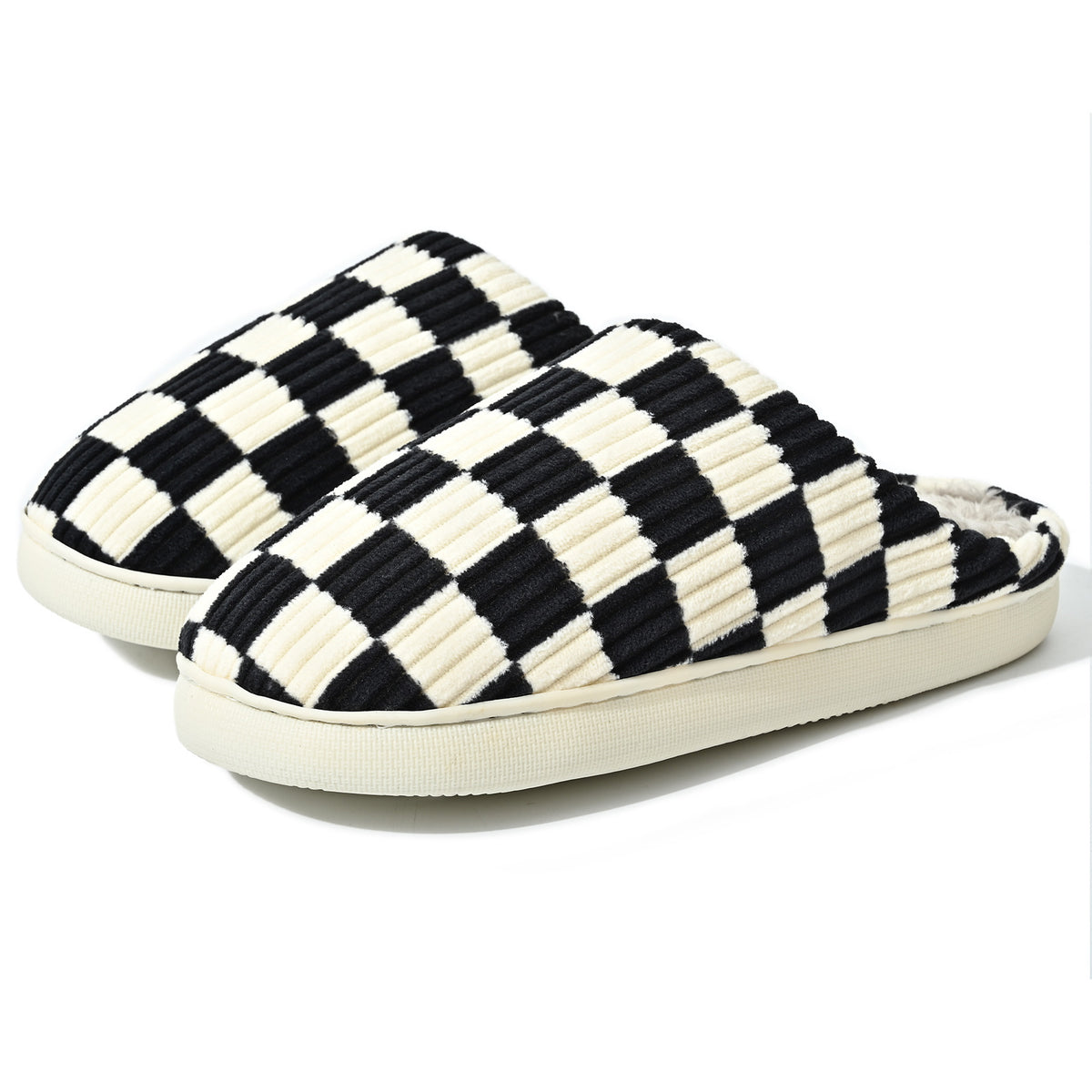 Checkerboard Plush Home Slippers