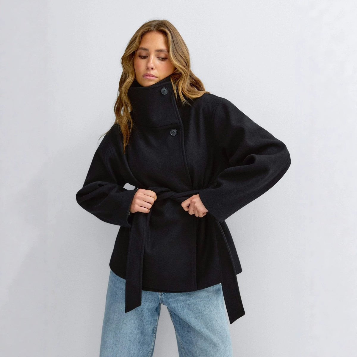Double-Sided Woolen Stand Collar Coat
