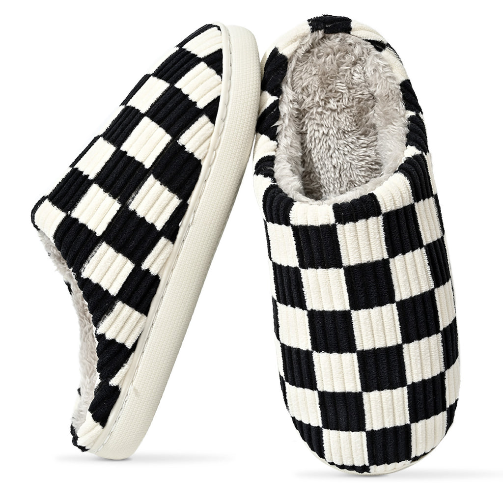 Checkerboard Plush Home Slippers