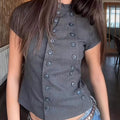 Charli Double-Breasted Polka Dot Blouse