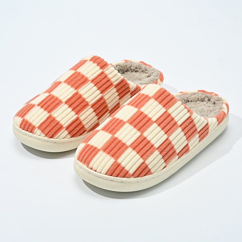 Checkerboard Plush Home Slippers