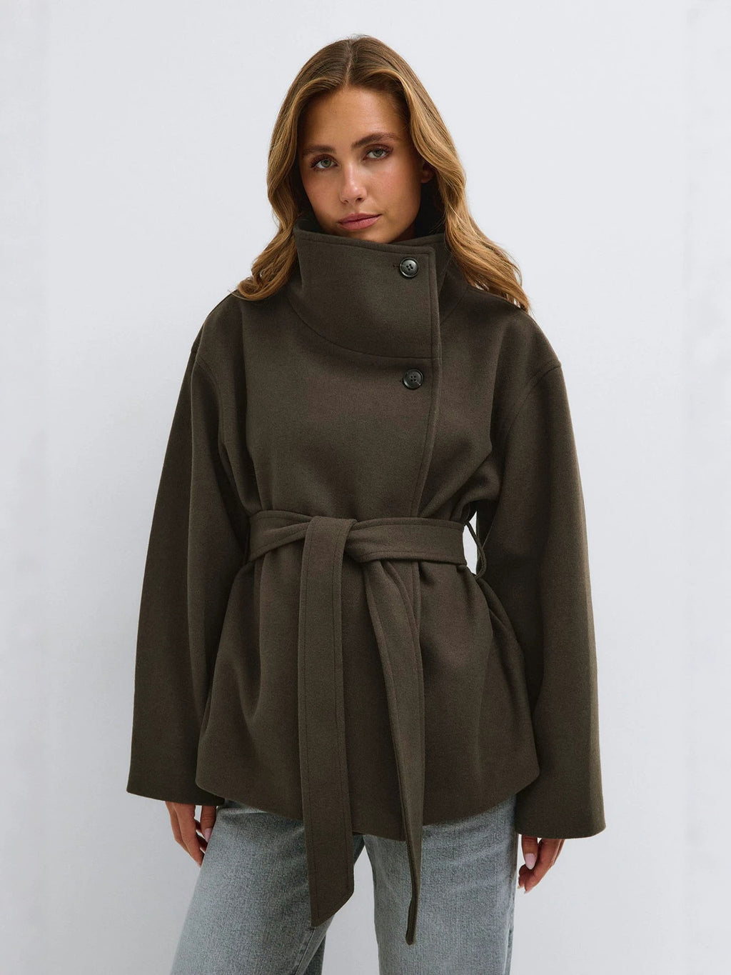 Double-Sided Woolen Stand Collar Coat