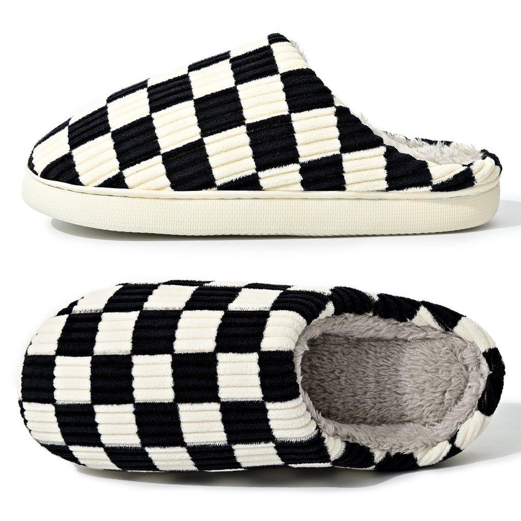 Checkerboard Plush Home Slippers