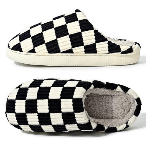 Checkerboard Plush Home Slippers